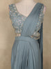 Dusty Blue Sequins Embellished Design Georgette Ready To Wear Saree with Designer Blouse