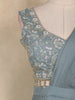 Dusty Blue Sequins Embellished Design Georgette Ready To Wear Saree with Designer Blouse