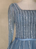 Dusty Blue Sequins Embellished Design Net Ball Gown with Full Sleeves