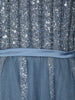 Dusty Blue Sequins Embellished Design Net Ball Gown with Full Sleeves