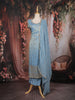 Dusty Blue Sequins Embroidered Tissue Silk Suit with Dupatta