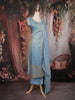 Dusty Blue Sequins Embroidered Tissue Silk Suit with Dupatta