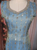 Dusty Blue Sequins Embroidered Tissue Silk Suit with Dupatta