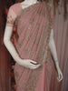 Dusty Blush Pink Floral Zari Embroidered Design Georgette designer Saree