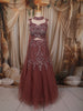 Dusty Brown Floral Sequins and Zardozi Embroidered Design Net Mermaid Lehenga with Choker Dupatta