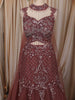 Dusty Brown Floral Sequins and Zardozi Embroidered Design Net Mermaid Lehenga with Choker Dupatta