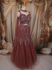 Dusty Brown Floral Sequins and Zardozi Embroidered Design Net Mermaid Lehenga with Choker Dupatta
