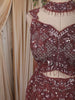 Dusty Brown Floral Sequins and Zardozi Embroidered Design Net Mermaid Lehenga with Choker Dupatta