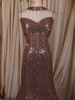 Dusty Brown Heavy Sequins and Beads Embroidered Design Mermaid Sequins Lehenga with Choker Dupatta