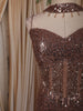 Dusty Brown Heavy Sequins and Beads Embroidered Design Mermaid Sequins Lehenga with Choker Dupatta