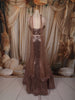 Dusty Brown Heavy Sequins and Beads Embroidered Design Mermaid Sequins Lehenga with Choker Dupatta