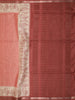 Dusty Coral Pink Checked Zari Woven Design Tussar Silk Saree with Peacock Border