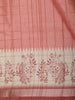 Dusty Coral Pink Checked Zari Woven Design Tussar Silk Saree with Peacock Border