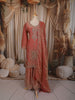 Dusty Coral Pink Floral Sequins and Beads Embroidered Design Tissue Organza Fancy Palazzo Suit with Matching Dupatta