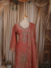 Dusty Coral Pink Floral Sequins and Beads Embroidered Design Tissue Organza Fancy Palazzo Suit with Matching Dupatta