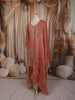 Dusty Coral Pink Floral Sequins and Beads Embroidered Design Tissue Organza Fancy Palazzo Suit with Matching Dupatta