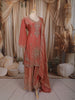 Dusty Coral Pink Floral Sequins and Beads Embroidered Design Tissue Organza Fancy Palazzo Suit with Matching Dupatta