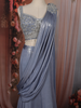 Dusty Ice Blue Floral Beads and Kartana Embroidered Design Shimmer Lehenga with Draped Dupatta