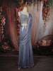Dusty Ice Blue Floral Beads and Kartana Embroidered Design Shimmer Lehenga with Draped Dupatta