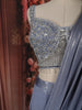 Dusty Ice Blue Floral Beads and Kartana Embroidered Design Shimmer Lehenga with Draped Dupatta