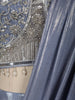 Dusty Ice Blue Floral Beads and Kartana Embroidered Design Shimmer Lehenga with Draped Dupatta