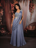 Dusty Ice Blue Floral Beads and Kartana Embroidered Design Shimmer Lehenga with Draped Dupatta