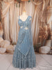 Dusty Ice Blue Heavy Sequins and Beads Embroidered Design Net Bridal Lehenga with Matching Draped Dupatta