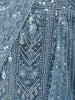 Dusty Ice Blue Heavy Sequins and Beads Embroidered Design Net Bridal Lehenga with Matching Draped Dupatta