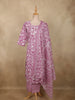 Dusty Lavender Floral Printed Design Cotton Straight Cut Salwar Suit with Dupatta