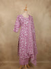 Dusty Lavender Floral Printed Design Cotton Straight Cut Salwar Suit with Dupatta