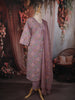 Dusty Lavender Floral Printed Design Cotton Straight Cut Salwar Suit with Dupatta