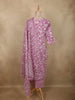 Dusty Lavender Floral Printed Design Cotton Straight Cut Salwar Suit with Dupatta