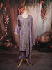 Dusty Lavender Floral Sequins and Beads Embroidered Design Crushed Fabric Straight Cut Salwar Suit with Matching Designer Dupatta
