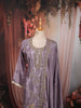 Dusty Lavender Floral Sequins and Beads Embroidered Design Crushed Fabric Straight Cut Salwar Suit with Matching Designer Dupatta