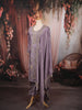 Dusty Lavender Floral Sequins and Beads Embroidered Design Crushed Fabric Straight Cut Salwar Suit with Matching Designer Dupatta