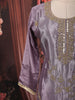 Dusty Lavender Floral Sequins and Beads Embroidered Design Crushed Fabric Straight Cut Salwar Suit with Matching Designer Dupatta