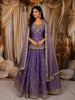 Dusty Lavender Floral Sequins and Beads Embroidered Design Organza Bridesmaids Lehenga with Dupatta