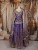 Dusty Lavender Floral Sequins and Beads Embroidered Design Organza Bridesmaids Lehenga with Dupatta