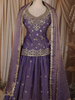 Dusty Lavender Floral Sequins and Beads Embroidered Design Organza Bridesmaids Lehenga with Dupatta