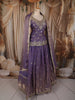 Dusty Lavender Floral Sequins and Beads Embroidered Design Organza Bridesmaids Lehenga with Dupatta