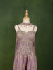 Dusty Lavender Floral Sequins and Beads Embroidered Design Organza Fancy Wear Peplum Palazzo Suit  with Matching Choker Dupatta