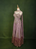 Dusty Lavender Floral Sequins and Beads Embroidered Design Organza Fancy Wear Peplum Palazzo Suit  with Matching Choker Dupatta