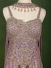 Dusty Lavender Floral Sequins and Beads Embroidered Design Organza Fancy Wear Peplum Palazzo Suit  with Matching Choker Dupatta