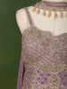 Dusty Lavender Floral Sequins and Beads Embroidered Design Organza Fancy Wear Peplum Palazzo Suit  with Matching Choker Dupatta