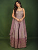 Dusty Lavender Floral Sequins and Beads Embroidered Design Organza Fancy Wear Peplum Palazzo Suit  with Matching Choker Dupatta