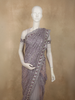 Dusty Lavender Floral Sequins and Thread Embroidered Design Net Designer Saree with Designer Border