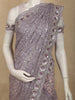 Dusty Lavender Floral Sequins and Thread Embroidered Design Net Designer Saree with Designer Border