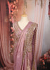 Dusty Lavender Floral Vine Sequins and Beads Embroidered Design Tissue Organza Ready to Wear Party Saree with Matching Designer Blouse