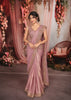 Dusty Lavender Floral Vine Sequins and Beads Embroidered Design Tissue Organza Ready to Wear Party Saree with Matching Designer Blouse