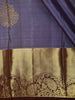 Dusty Lavender Leaf Butta Zari Woven Design Pure Kanchipuram Silk Saree with Contrast Zari Border
